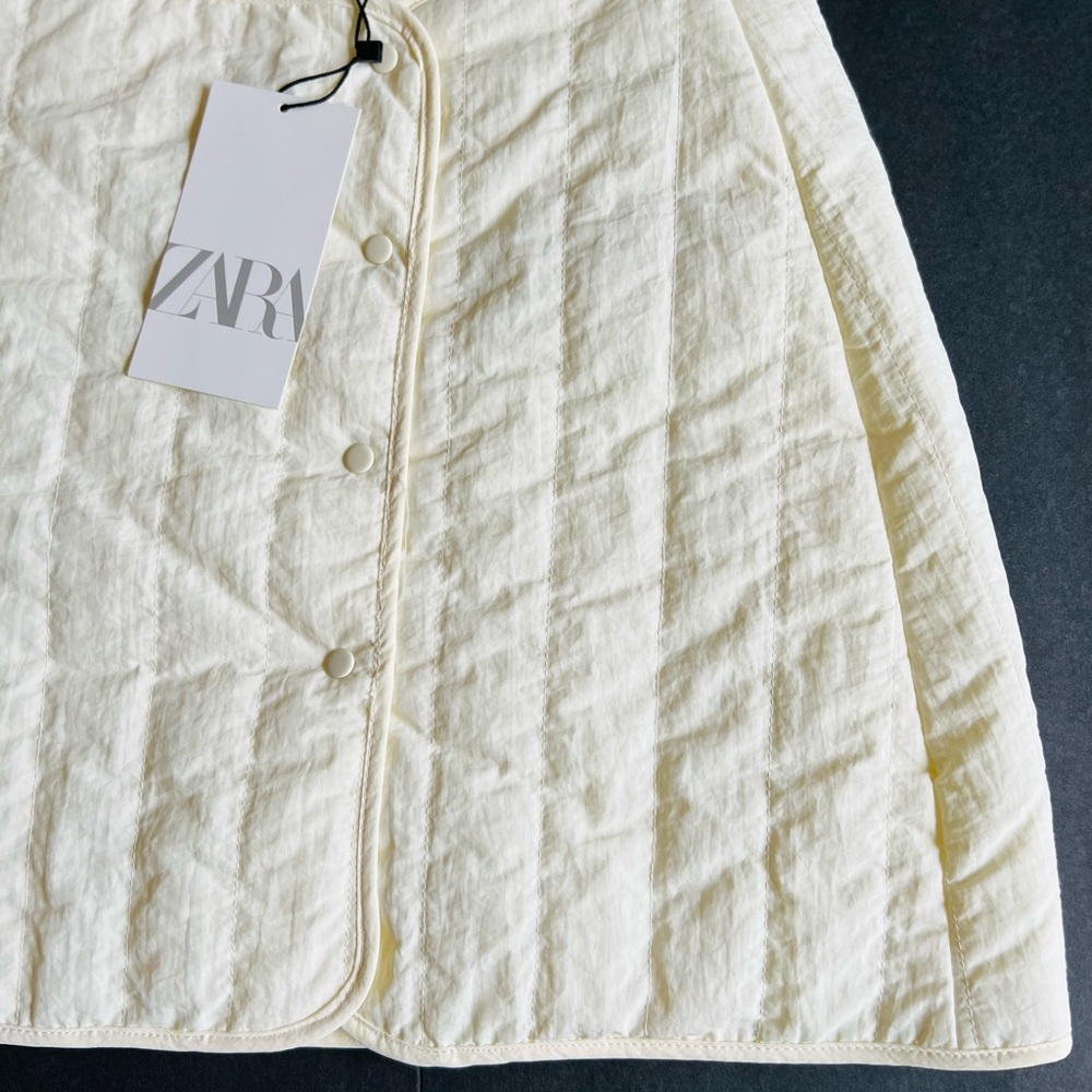 Zara Ecru Quilted Mini Skirt Size XS